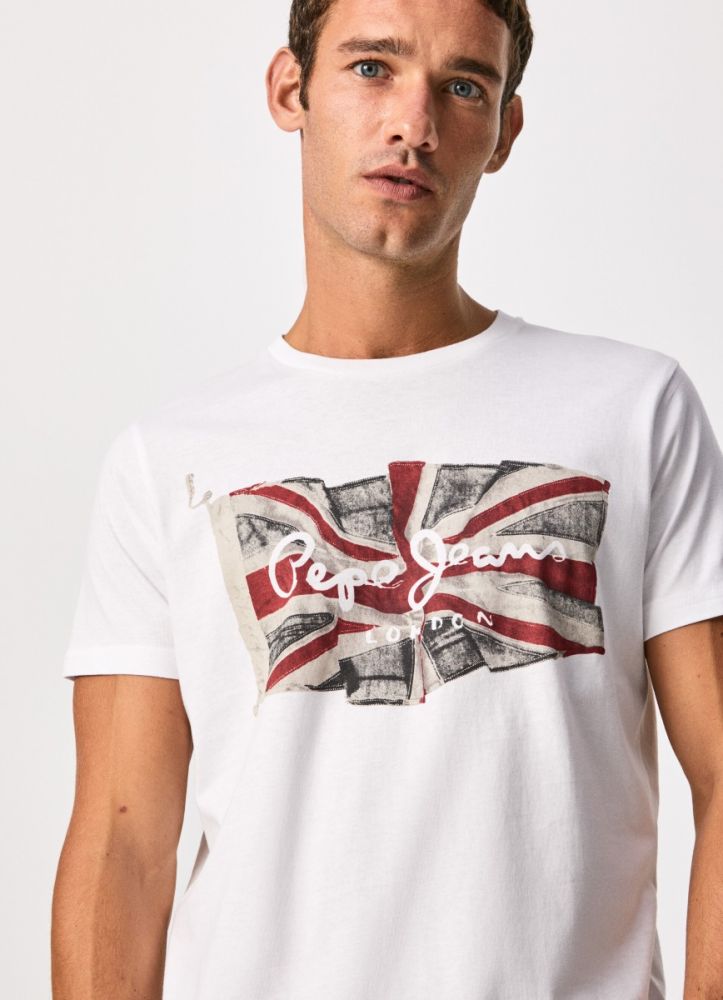 Pepe Jeans flag logo t-shirt white